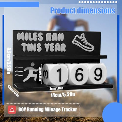 Desk Running Mileage Tracker for Recording Mileage Running Pedometer & Goal Setter, Fitness Motivation Display for Runners, Marathon Training Gift - style: Black Boys