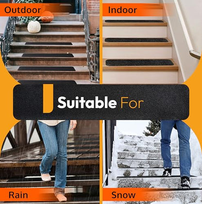Stair Treads Non-Slip for Wooden Steps Indoor and Outdoor Grip Tape 6"x24" - size: Black, style: 5 Pack