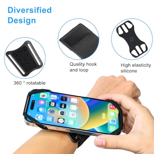 Sweat-Proof Phone Holder Armband 360° Rotation - Universal Running Arm Band iPhone 17 16 15 14 13 12 11 Pro Max Samsung Galaxy S21 S20 - Water Resistant Sports Holder Fits Smartphones 4-7 Inch Gym