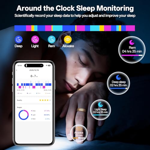 Smart Ring for Women & Men, Health Fitness Tracker Ring - color: Silver, size: 10#