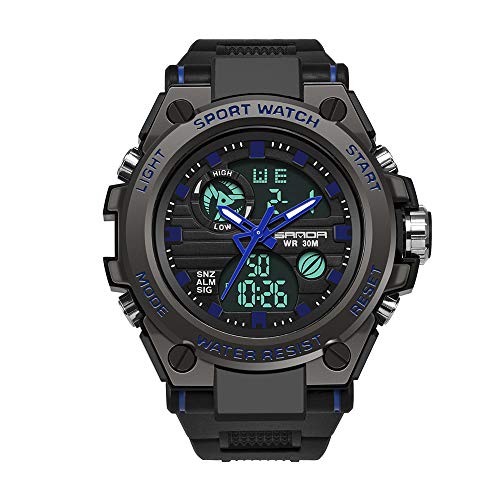 KXAITO Men's Watches Sports Outdoor Waterproof Military Watch Date Multi Function Tactics LED Alarm Stopwatch - color: 26_Blue