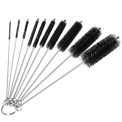 CiaraQ Bottle Cleaning Brushes, 8 Inch Nylon Tube Brush Set - color: Black, size: 8.0 Inch (10pcs)