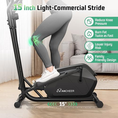 ANCHEER Elliptical Machine for Home,Hyper-Quiet Magnetic Elliptical Trainer - color: Dark