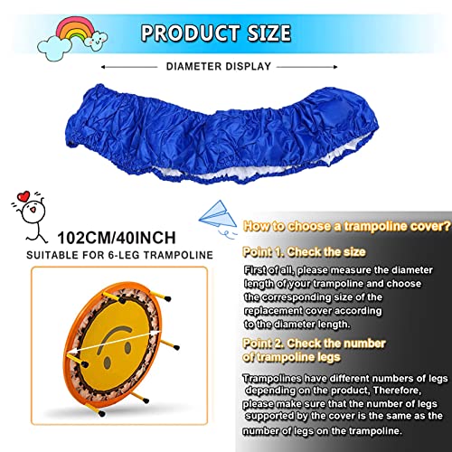 Trampoline Spring Cover 40 Inch Replacement Safety Pad for Mini Trampoline 3 Layer Protect Tear-Resistant Oxford Cloth Easy to Install Replacement for Home, Gym - color: Blue