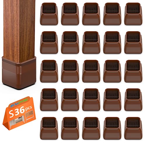 BAIPOK 36Pcs Square Chair Leg Floor Protectors for Hardwood Floors - color: Brown-36pcs, size: Square S (0.90'' -1.22'')