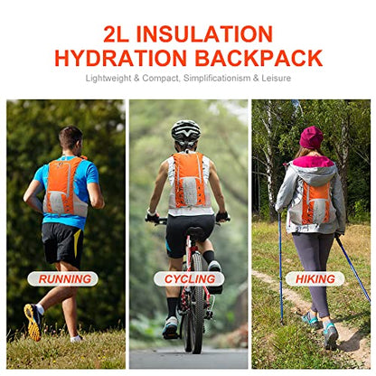 INOXTO Hydration Pack Backpack ，Water Backpack with 2L Leakproof Water Bladder, Running Hydration Vest for Man, Daypack for Cycling Motocross Climbing Trail Running - color: inoxto-593-ORANGE