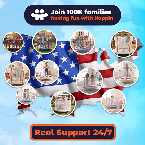 Happin 36" Toddler Trampoline for Kids with Handlebar, Foldable Indoor Mini - color: Blue and Red