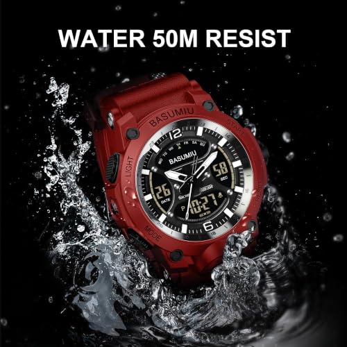 Military Digital Watches for Men Waterproof Work Mens Watch Sports - color: K-Red3