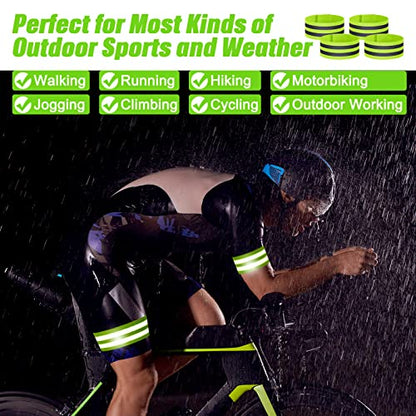 150 Pieces Reflective Arm Bands for Night Walking Ankle Band for Runners Reflective Wrist Band Cycling Running Gear Reflector High Visibility Tape Straps - color: Green
