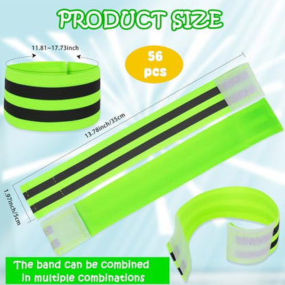 56 Pcs Reflective Bands Reflective Bands Visibility Reflective Straps Reflector Running Gear for Arm Wrist Ankle Leg Women Men Night Running Cycling Walking