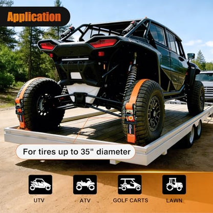 Nilight Wheel Chock Tie Down Kit with 2Pcs E Track Ratchet Straps - color: 2Pcs E Track Straps+ 4Pcs Wheel Chock