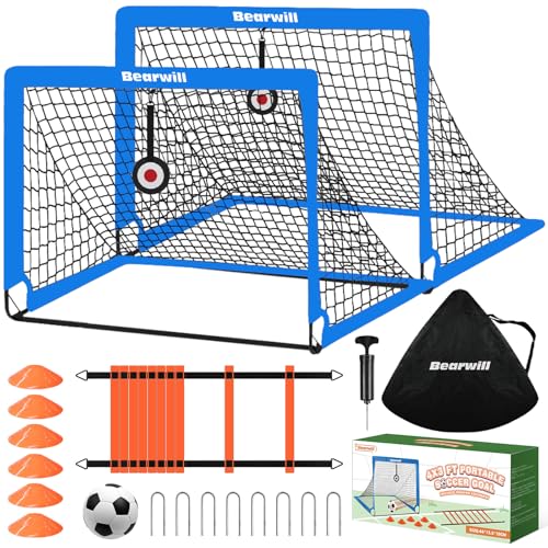 Bearwill Soccer Goal, Kids Soccer Goals for Backyard Set of 2 - color: Blue