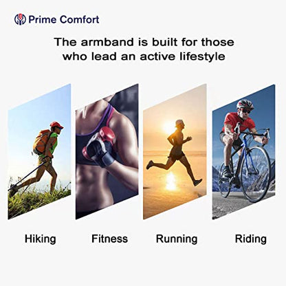 Prime Comfort Phone Arm Bands for Running, Armband Cell Phone Holder for Exercise (Black) - color: Black