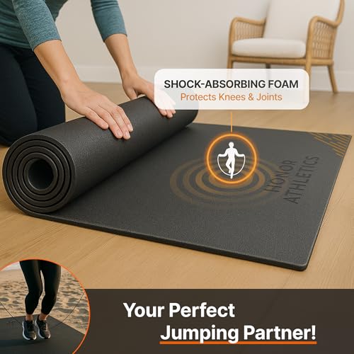 Honor Athletics Premium Jump Rope Mat – 1/4" Thick High-Density Rubber | Non-Slip Surface for Indoor/Outdoor Use | Durable & Odor-Free Skipping Mat - size: Jumbo - 43.5" x 86.5"
