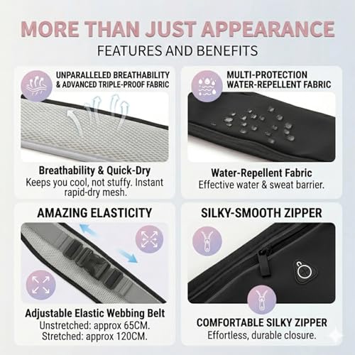 Running Belt with Resistance Band Bundle - Slim Water-Resistant Waist Pack for Women & Men, No-Bounce Adjustable Phone Holder Fits iPhone 15 Pro Max, Glute Activation Loop for Yoga & Fitness - color: Black