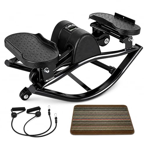 Lhanel Rock Stepper for Home Workout, Low-Impact Side Stepper with Resistance Bands, Side-to-Side Mini Stepper for Cardio, Weight Loss & Full Body Exercise