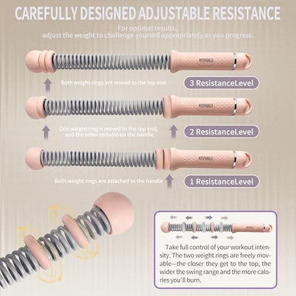 WIitsparklle Portable Adjustable Ropeless Battle Ropes with Pink - color: Pink
