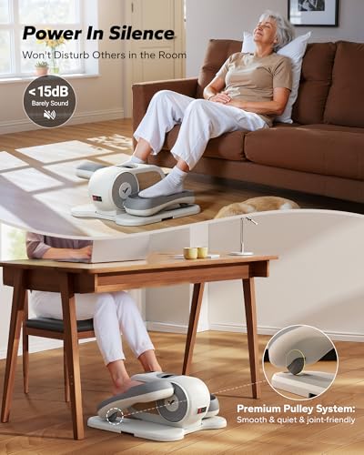 MERACH Under Desk Elliptical, Leg Exerciser While Sitting for Seniors - color: White