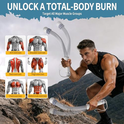 Portable Adjustable Ropeless Battle Ropes with Gray - color: Gray