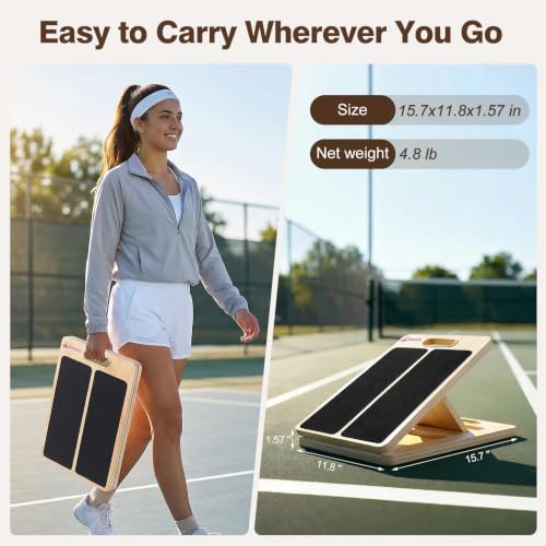 Adjustable Slant Board for Calf Stretching, Wooden Portable Stretcher, Foldable Incline Boards for Calves Ankle Achilles Tendon Knee Heel Muscle Stretch Exercise, Your 10 Minute Solution for Looser Calves