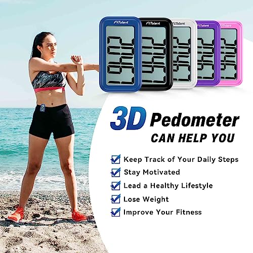 Pedometer for Walking Steps, 3D Accurate Simple Pedometer, Step Counter for Men Women Seniors, Step Tracker with Clip Lanyard - color: Pink