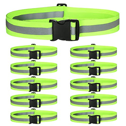 10 Pack Reflective Running Vests with Slap Bands, High Visibility Safety Reflective Reflector Vest Running Gear for Night Walking Cycling Hiking Jogging - color: B-10pcs Green Belts