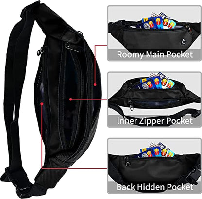 Fanny Packs for Men and Women Water-Repellent Sports Waist Pack Bag - color: 1pack-Black