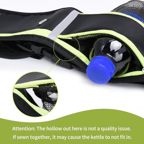 SooGree Men Women Running Waist Pack, Adjustable Waterproof Fanny Pack with Reflective Strip, Runner Belt for Running Walking Cycling Camping Gym - color: Black-Green