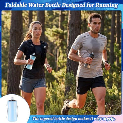 6 Pcs 12oz/350ml Collapsible Foldable Soft Flask Running Bottles Portable Reusable Handheld Water Bottle, Lightweight Leak-proof, for Running, Gym, Hiking, Cycling, City Walk