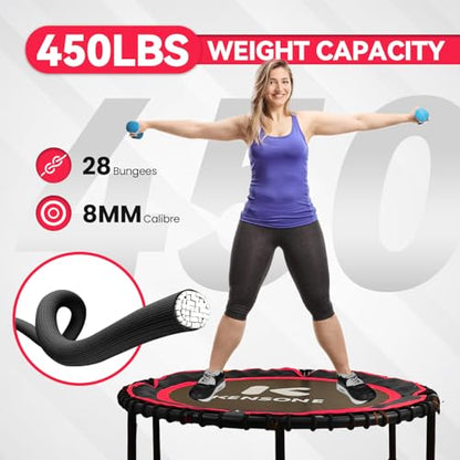 K KENSONE 40/48" Rebounder Trampoline for Adults, Bungee, 450/550 LBS Quiet - color: Red, size: 40" U-Bar