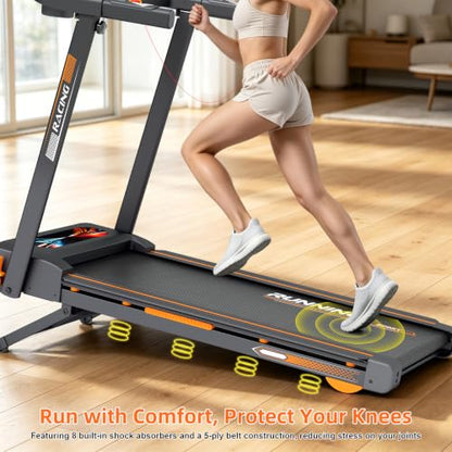 Foldable Treadmill for Home with 15% Auto Incline,300 lb, App, 12 HIIT