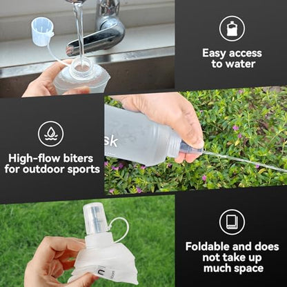 500ml Soft Flask, Soft Water Bottle for Hydration Packs, Running, Hiking, Cycling and Climbing - White - color: 500ml, white