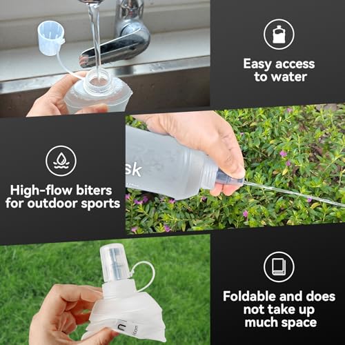 150ml Soft Flask, Soft Water Bottle for Hydration Packs, Running, Hiking, Cycling and Climbing - White - color: 150ml, white