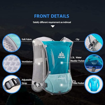 AONIJIE Hydration Vest Pack Backpack 5L 5.5L Marathoner Running Vest Race Hydration for Women and Men Trail Run Hiking Jogging - color: Rose Red +1.5L