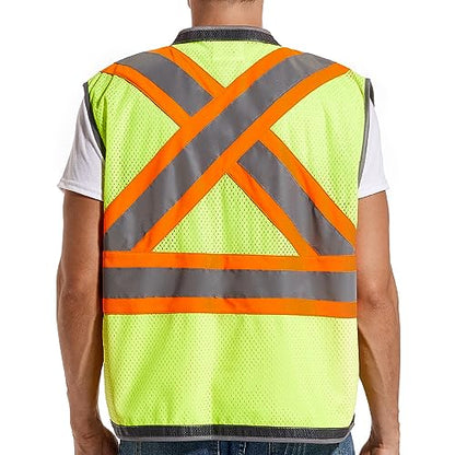 ArcRidge Reflective Safety Vest for Men and Women - Class 2 High Visibility Construction Vest - Dual Tone Reflective Strips - size: X-Large