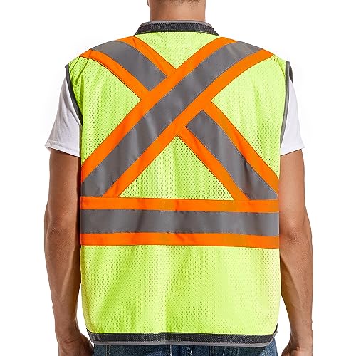 ArcRidge Reflective Safety Vest for Men and Women - Class 2 High Visibility Construction Vest - Dual Tone Reflective Strips - size: 3X-Large