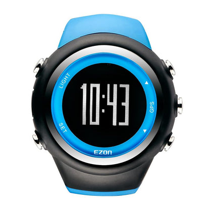 EZON GPS Running Watch with Distance Pace Alarm and Calorie Counter and Stopwatch for Men (Blue) - color: Blue