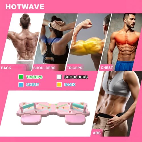 HOTWAVE Push Up Board, Portable Pushup Board & Plank Trainer, Push Up Bar - color: Pink