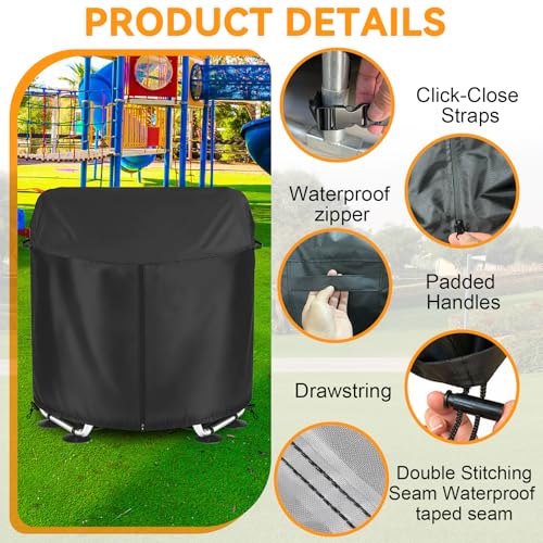 55" Kids Trampoline Cover Waterproof,600D Thick Fabric,Black