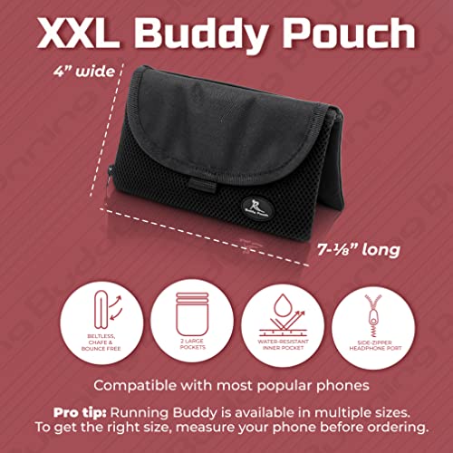 Running Buddy Magnetic Pouch Beltless Running Bag No Bounce - color: Black, size: XXL (7 in x 4 in)