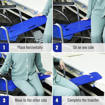 YHK Transfer Board and Slide Board, Plastic Slide Board for Transferring, Slide Assist Device for Seniors Transfer to Wheelchair, Bed, Toilet, Car, 30"*7.9"*0.55", Hold up to 440 lbs, Blue - size: Straight
