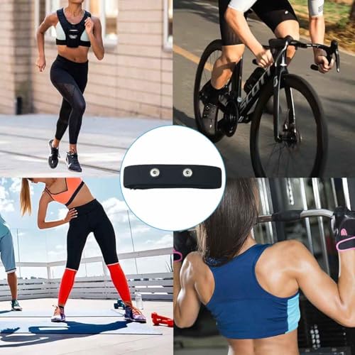 Heart Rate Monitor Chest Replacement Strap Adjustable Soft Strap Heart Rate Chest Strap Replacement Strap Cycling Heart Rate Elastic Compatible Heart Rate Sensor for Running Yoga Cycling Black