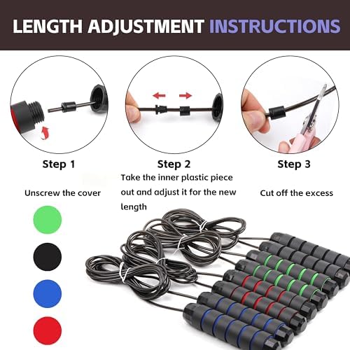 Jump Rope Adjustable Jump Ropes Tangle-Free Rapid Speed Jumping Rope with Ball Bearings for Fitness for Women Men Fitness, Home School Gym Exercise Slim Body - color: Black