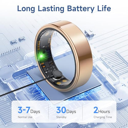 Smart Ring for Women Men, Health Tracker, Fitness Ring (Rose Gold, 10#) - color: Rose Gold, size: 10#