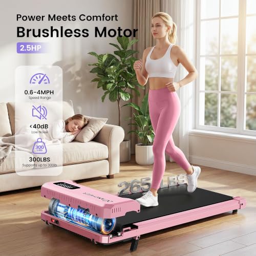 ANCHEER Walking Pad with Incline-Small Treadmill for Home - color: Pink