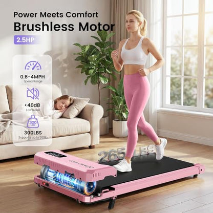 ANCHEER Walking Pad with Incline-Small Treadmill for Home - color: Pink