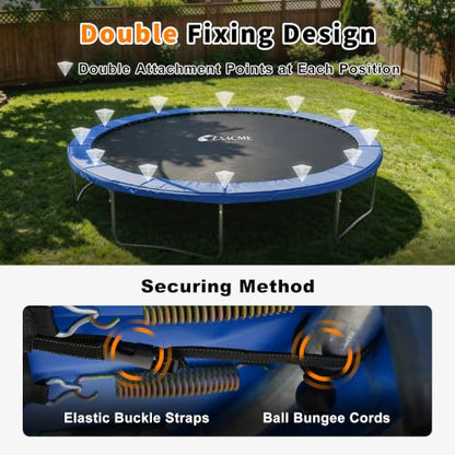 Exacme Double-Sided Round Trampoline Spring Cover, Replacement Safety Pad - color: Blue, size: 12FT