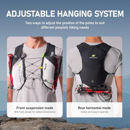 N NEVO RHINO 5L Running Vest, Water Vest Backpack with 2x500ml Soft Flasks - color: Black, size: Small