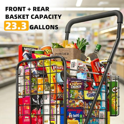 Kiffler Stair Climber Grocery Shopping Cart with 360° Swivel & Tri-Wheels - color: Black