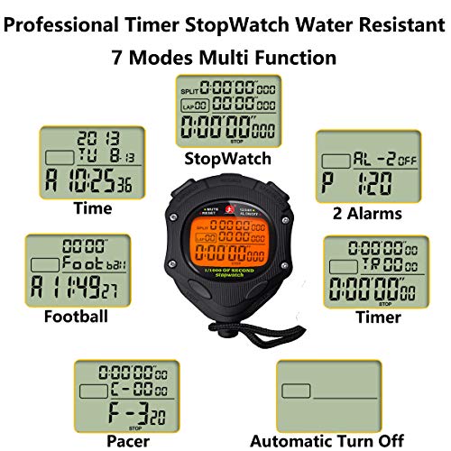 Digital Stopwatch Timer with Back Light Stop Watch 0.001second Timing|100 Lap Memory,Large dispaly Alarm Clock for Coach Sports Swimming Running Marathon Competition(100LAP(Back Light)) - color: 100 Lap-backlight-black